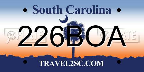 226BOA South Carolina License Plate