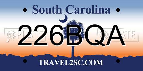 226BQA South Carolina License Plate