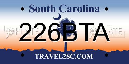 226BTA South Carolina License Plate