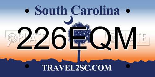 226EQM South Carolina License Plate