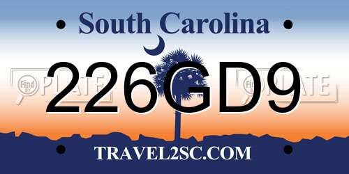 226GD9 South Carolina License Plate