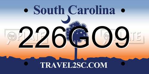 226GO9 South Carolina License Plate