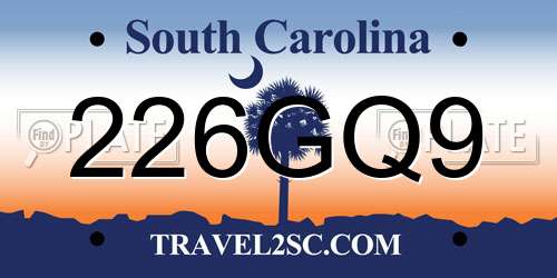 226GQ9 South Carolina License Plate