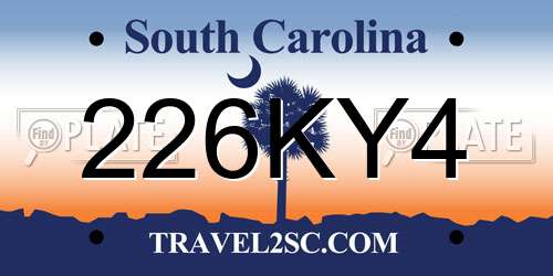 226KY4 South Carolina License Plate