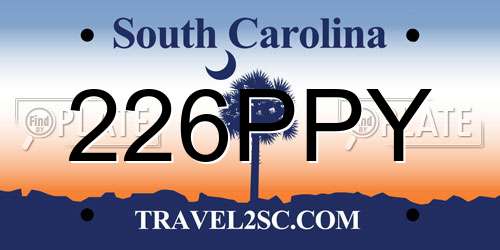 226PPY South Carolina License Plate