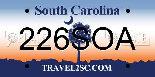 226SOA South Carolina License Plate