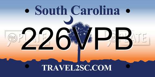 226VPB South Carolina License Plate