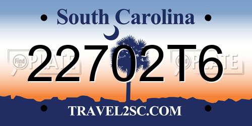 22702T6 South Carolina License Plate