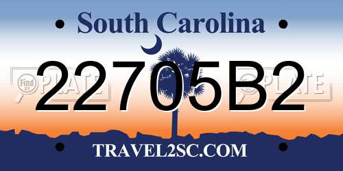 22705B2 South Carolina License Plate