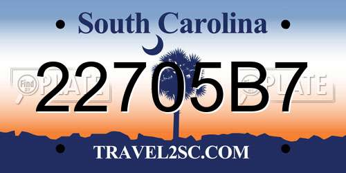 22705B7 South Carolina License Plate