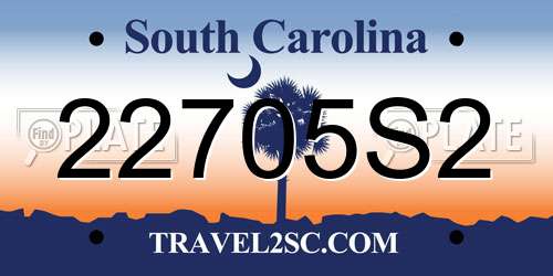 22705S2 South Carolina License Plate