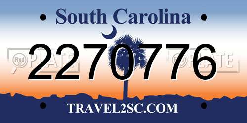 2270776 South Carolina License Plate