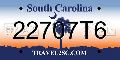 22707T6 South Carolina License Plate