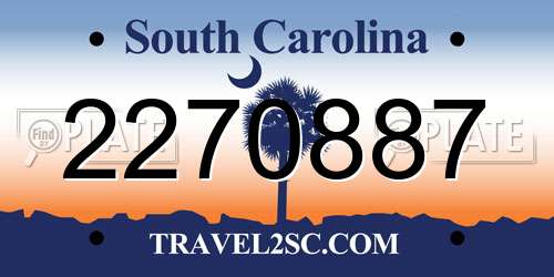 2270887 South Carolina License Plate