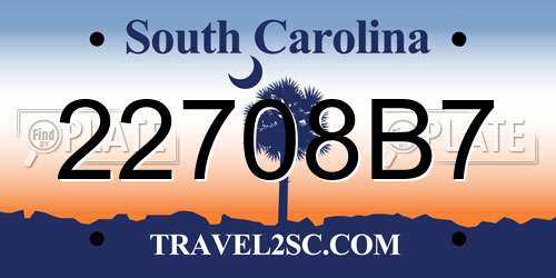 22708B7 South Carolina License Plate