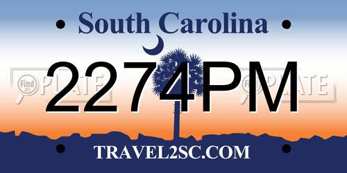 2274PM South Carolina License Plate