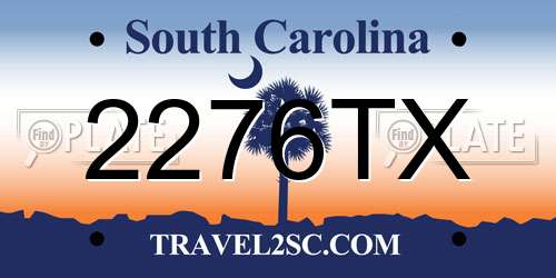 2276TX South Carolina License Plate
