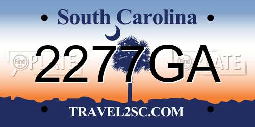 2277GA South Carolina License Plate