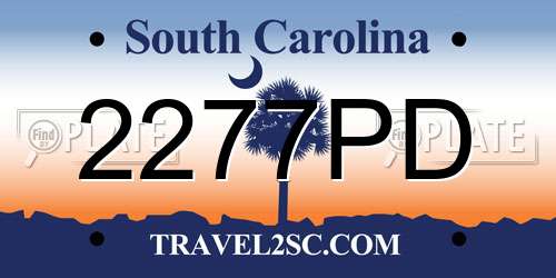 2277PD South Carolina License Plate