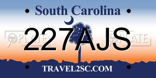 227AJS South Carolina License Plate