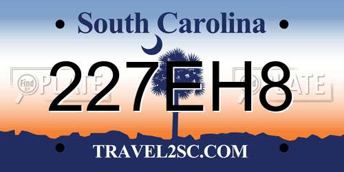 227EH8 South Carolina License Plate