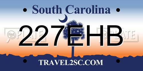 227EHB South Carolina License Plate