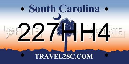 227HH4 South Carolina License Plate