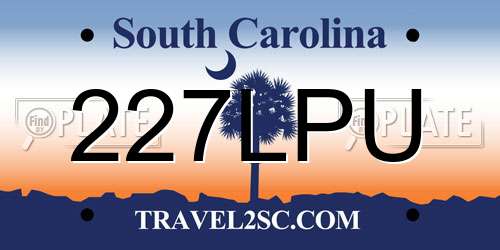 227LPU South Carolina License Plate