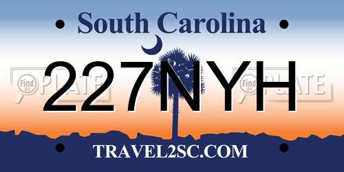 227NYH South Carolina License Plate