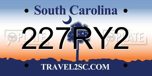 227RY2 South Carolina License Plate