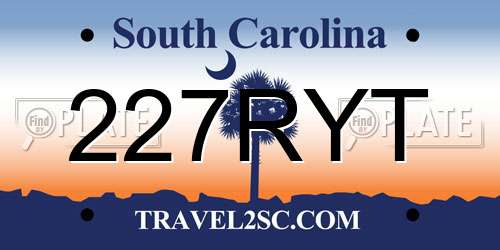 227RYT South Carolina License Plate