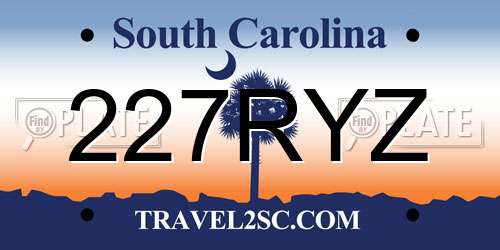 227RYZ South Carolina License Plate