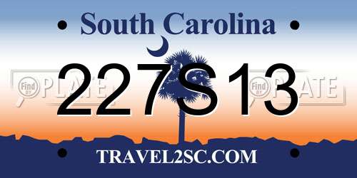 227S13 South Carolina License Plate
