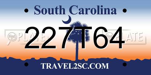 227T64 South Carolina License Plate