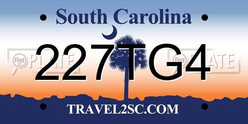 227TG4 South Carolina License Plate