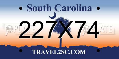 227X74 South Carolina License Plate