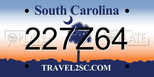 227Z64 South Carolina License Plate