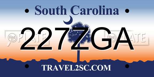 227ZGA South Carolina License Plate