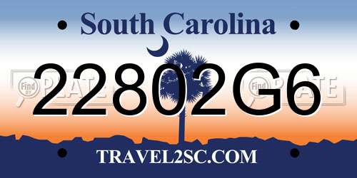 22802G6 South Carolina License Plate