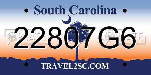 22807G6 South Carolina License Plate