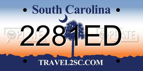 2281ED South Carolina License Plate