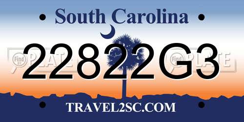 22822G3 South Carolina License Plate