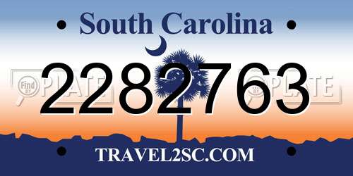 2282763 South Carolina License Plate