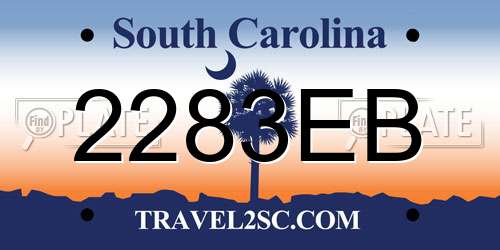 2283EB South Carolina License Plate