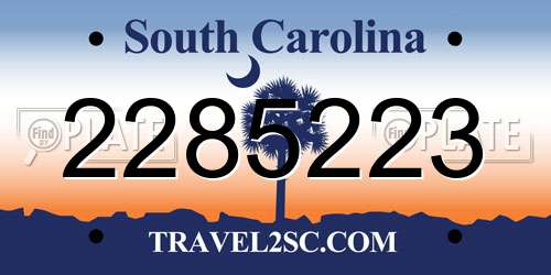 2285223 South Carolina License Plate