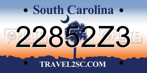 22852Z3 South Carolina License Plate