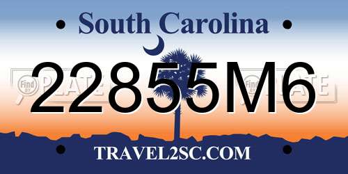 22855M6 South Carolina License Plate