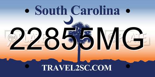 22855MG South Carolina License Plate
