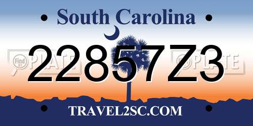 22857Z3 South Carolina License Plate