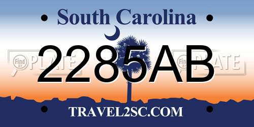 2285AB South Carolina License Plate